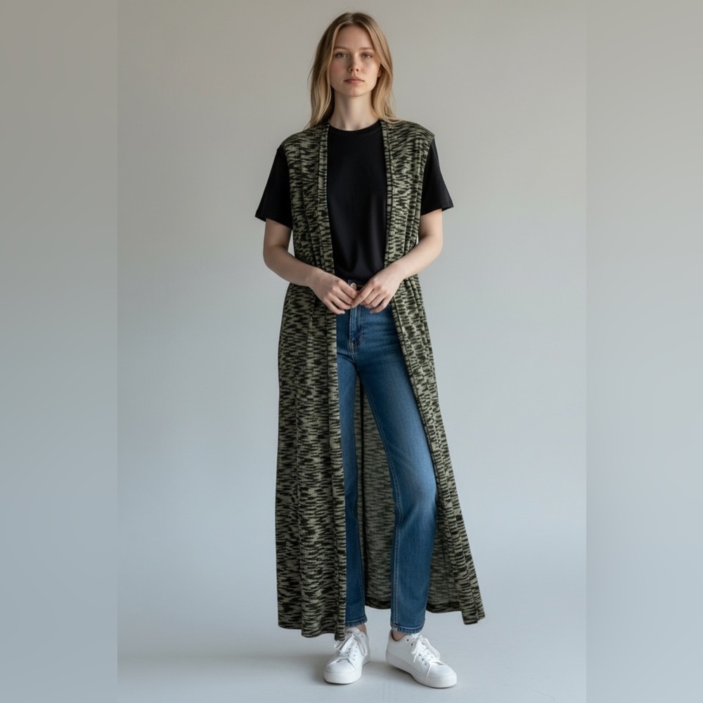 2/$30 LuLaRoe Long Length Open Cardigan Kimono Green SZ XL